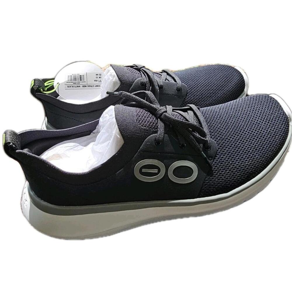OOFOS OOMY Stride Men's Black White Size 11 US Recovery Walking Shoes NIB Sneak - Picture 2 of 9